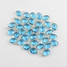 Sky blue topaz quartz 11x7mm marquise briolette silver pendant